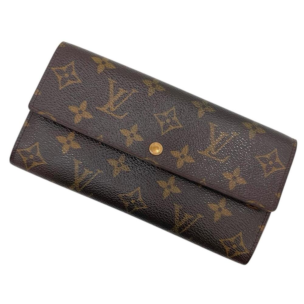 LOUIS VUITTON Portefeuille Sarah Monogram Bi fold Long Wallet Brown
